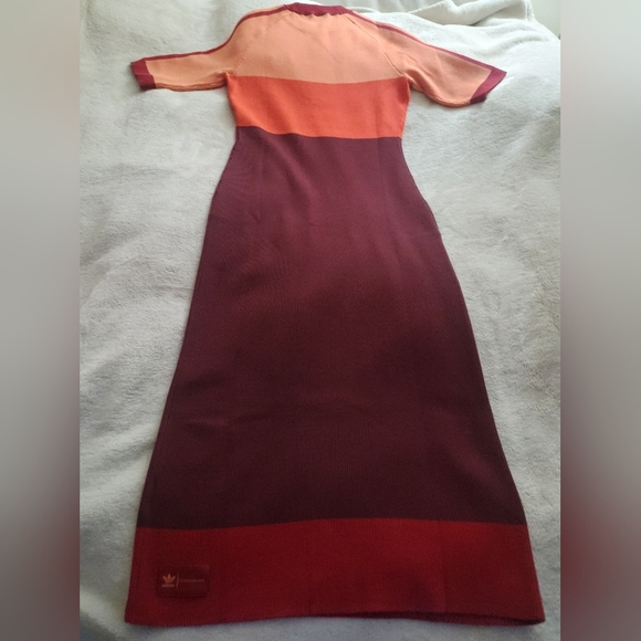 Adidas X KSENIASCHNAIDER Tricolor Knit Dress Coral Fusion/Bright Red/Shadow NWT - Picture 4 of 16